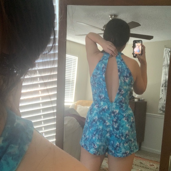 Blue Floral/Tie Dye Romper - Picture 2 of 3